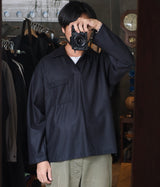 STILL BY HAND "CS08243" Felted wool skipper shirt