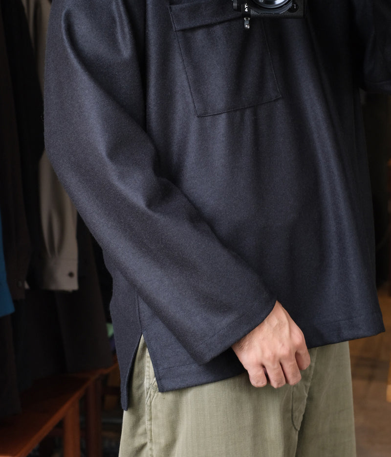 STILL BY HAND "CS08243" Felted wool skipper shirt