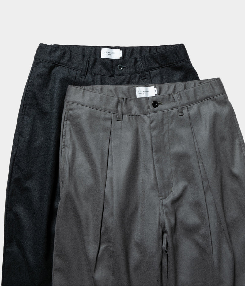 STILL BY HAND "PT07243" Box pleat wool pants