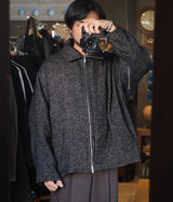 YOKE "TWEED STAND COLLAR ZIP BLOUSON"