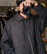 YOKE "TWEED STAND COLLAR ZIP BLOUSON"