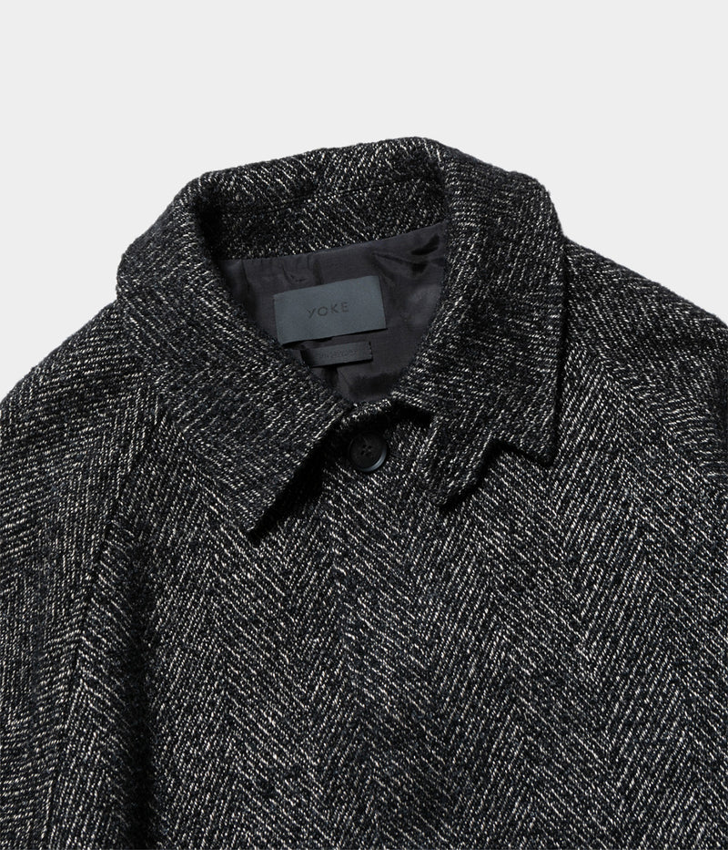 YOKE "TWEED BALMACAAN COAT"