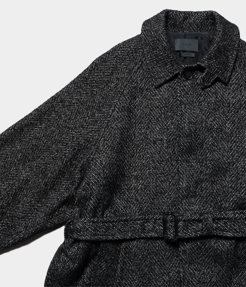 YOKE "TWEED BALMACAAN COAT"