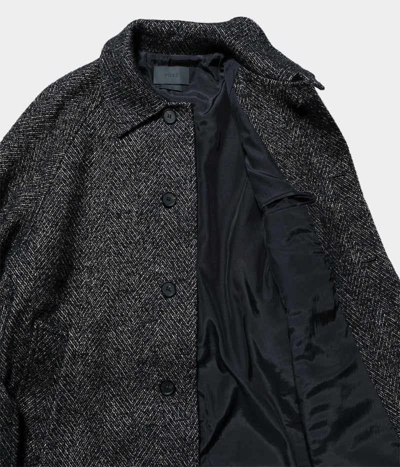 YOKE "TWEED BALMACAAN COAT"