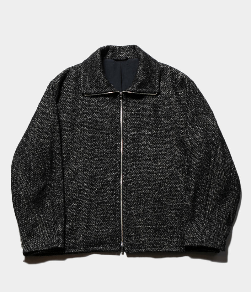 YOKE "TWEED STAND COLLAR ZIP BLOUSON"