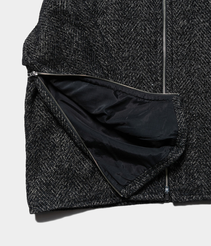 YOKE "TWEED STAND COLLAR ZIP BLOUSON"