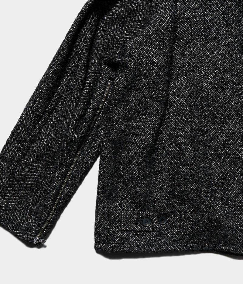 YOKE "TWEED STAND COLLAR ZIP BLOUSON"