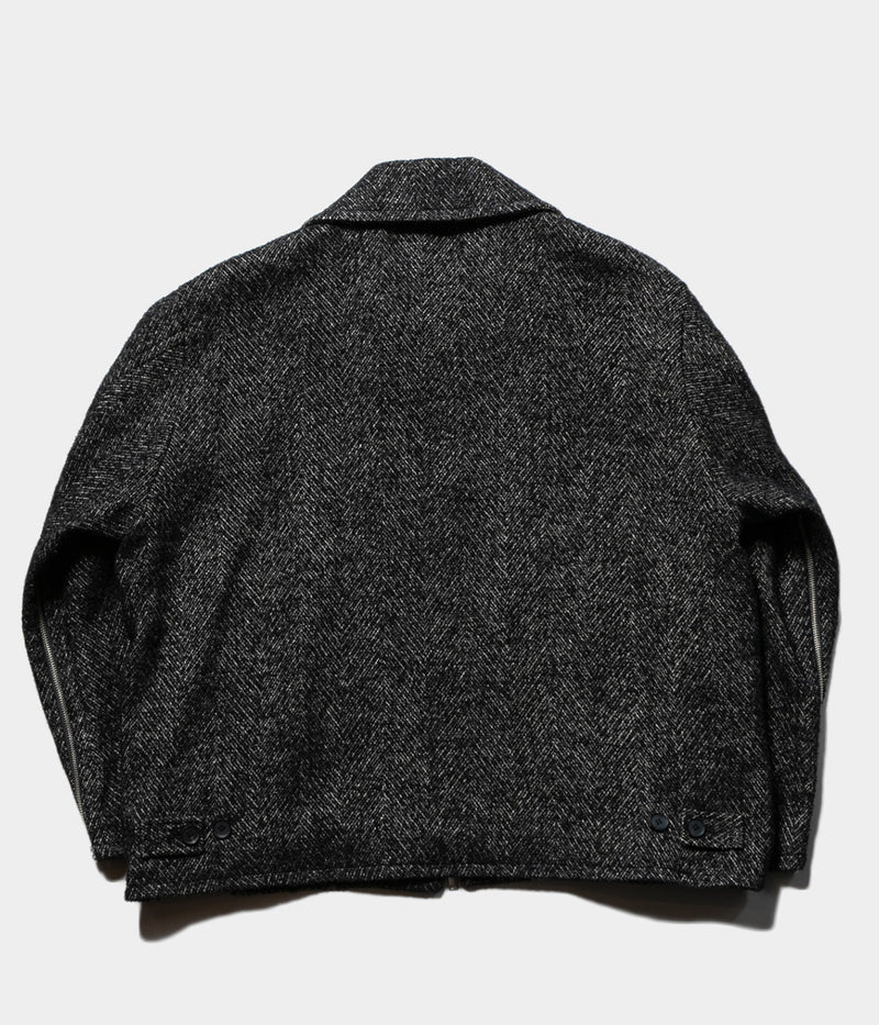 YOKE "TWEED STAND COLLAR ZIP BLOUSON"