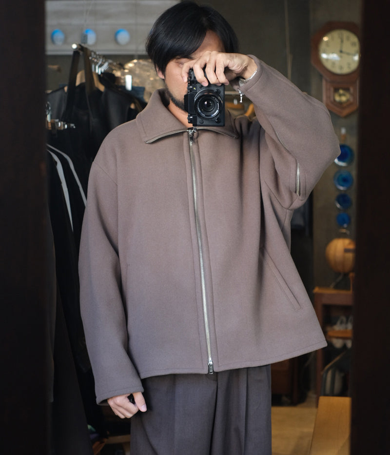 YOKE "MELTON STAND COLLAR ZIP BLOUSON"