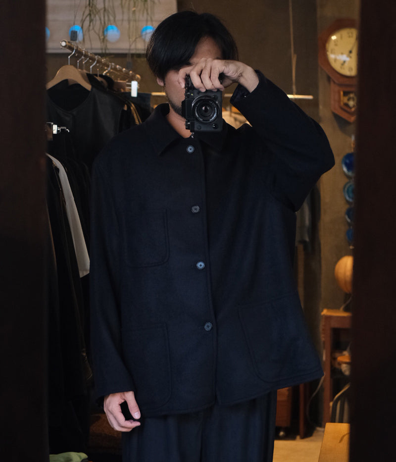 A.PRESSE "Cashmere Light Flannel Coverall Jacket"