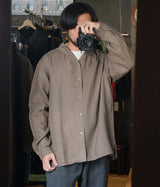 MITTAN "SH-117DC" hemp open-collar shirt (dark plant dye)