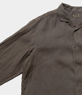 MITTAN "SH-117DC" hemp open-collar shirt (dark plant dye)