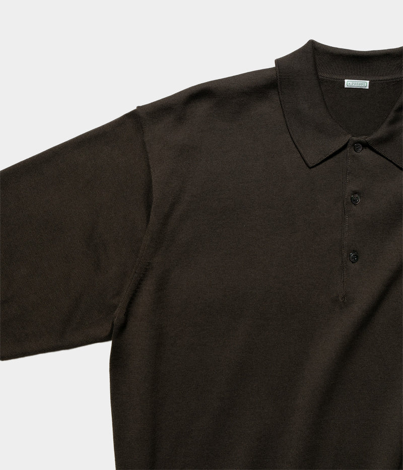 A.PRESSE 2025 Style1 "Cotton Knit L/S Polo Shirts"