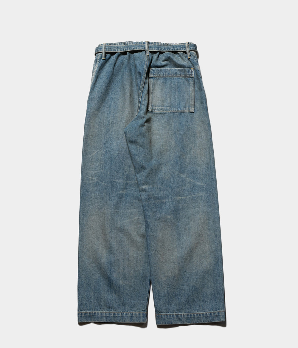 yokosakamoto コットン 藍染パンツ 2 SS YOKO SAKAMOTO DENIM STRAIGHT PANTS - FADE INDIGO - PURAS