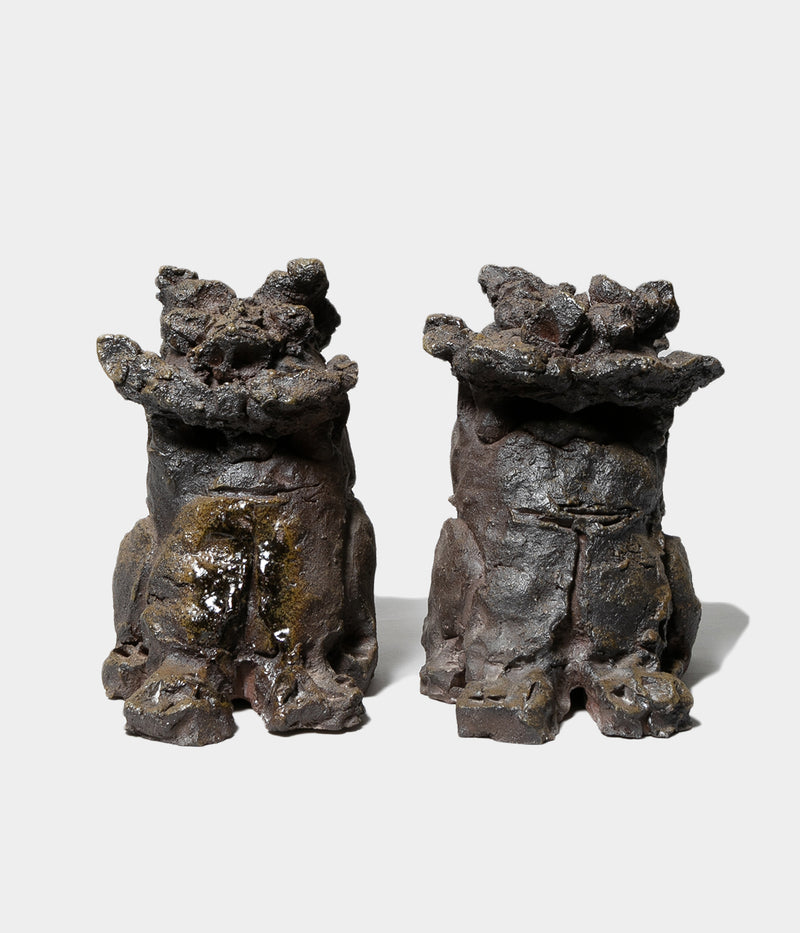 Komura Kihan "Kiln-transformed Shisa (pair)" (Okinawa, Arayaki)