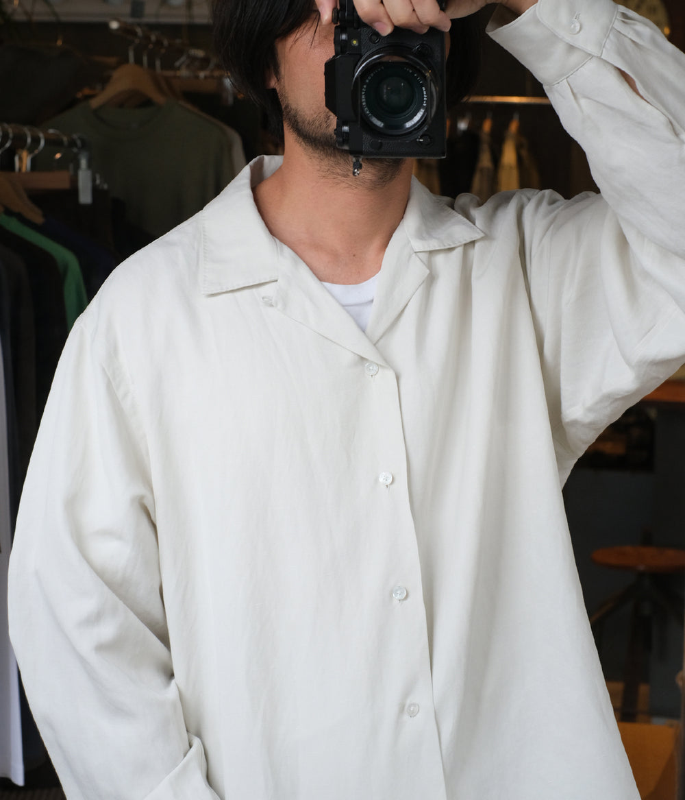 トップス 25ss A.PRESSE SilkCottonOpenCollarShirt A.PRESSE 25SS Silk Cotton Open Collar L/S Shirt – Vintage Concept
