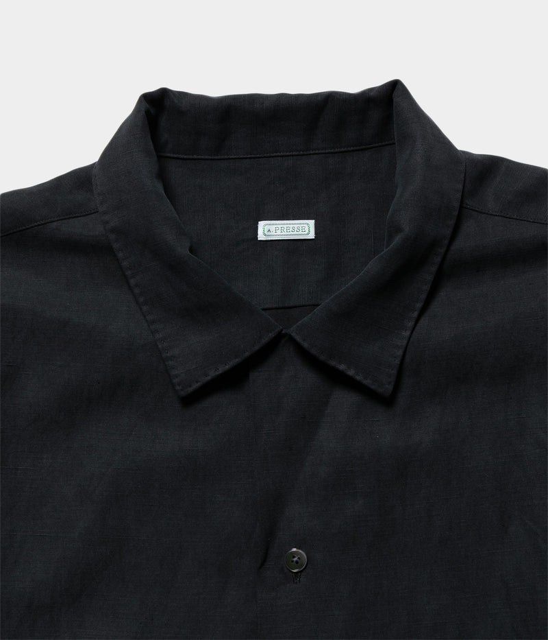 A.PRESSE 2025 Style1 "Silk Linen Open Collar L/S Shirt"