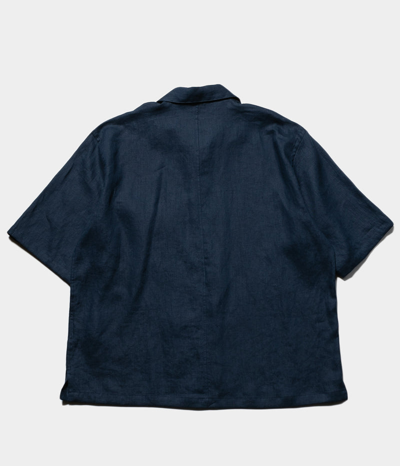 STILL BY HAND "SH03252"Linen open collar shirt
