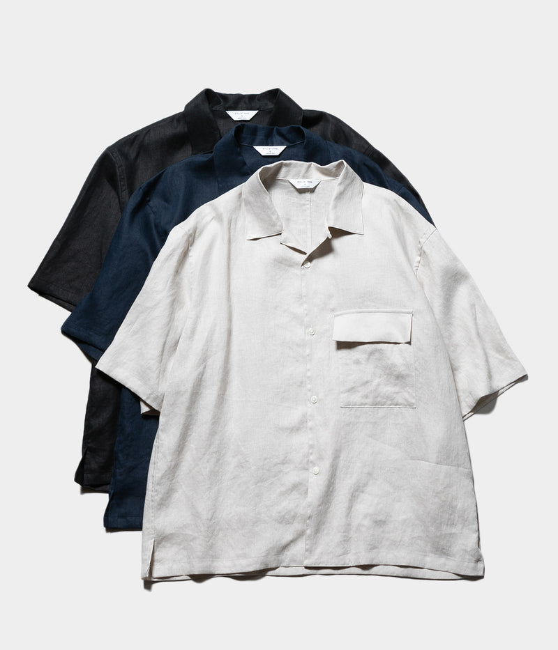 STILL BY HAND "SH03252"Linen open collar shirt