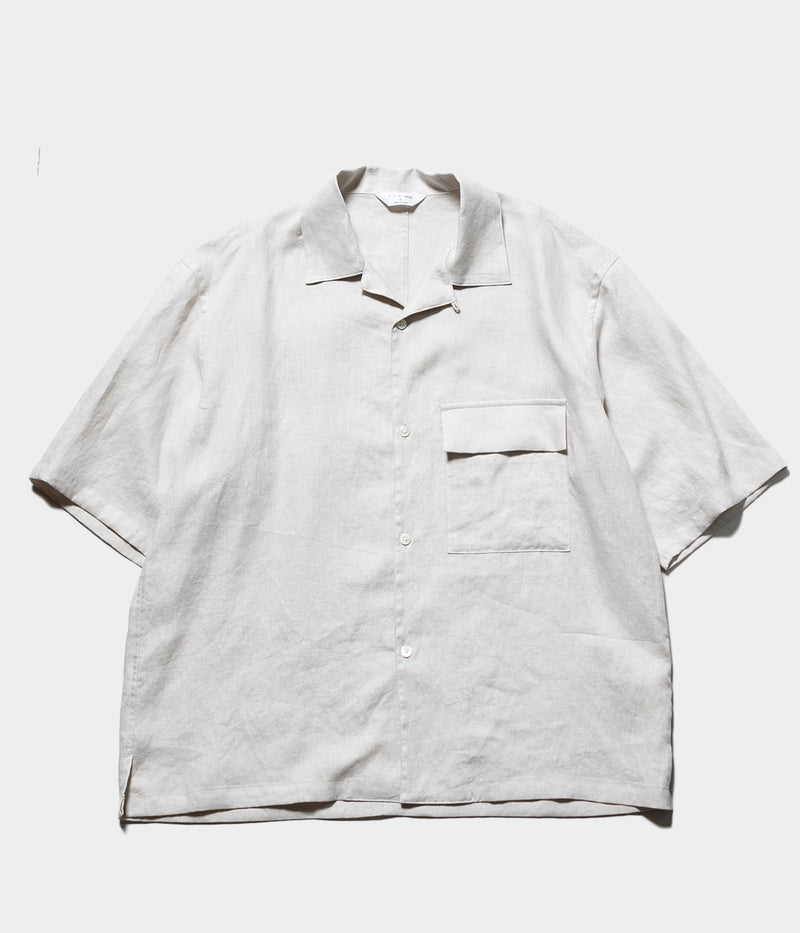 STILL BY HAND "SH03252"Linen open collar shirt