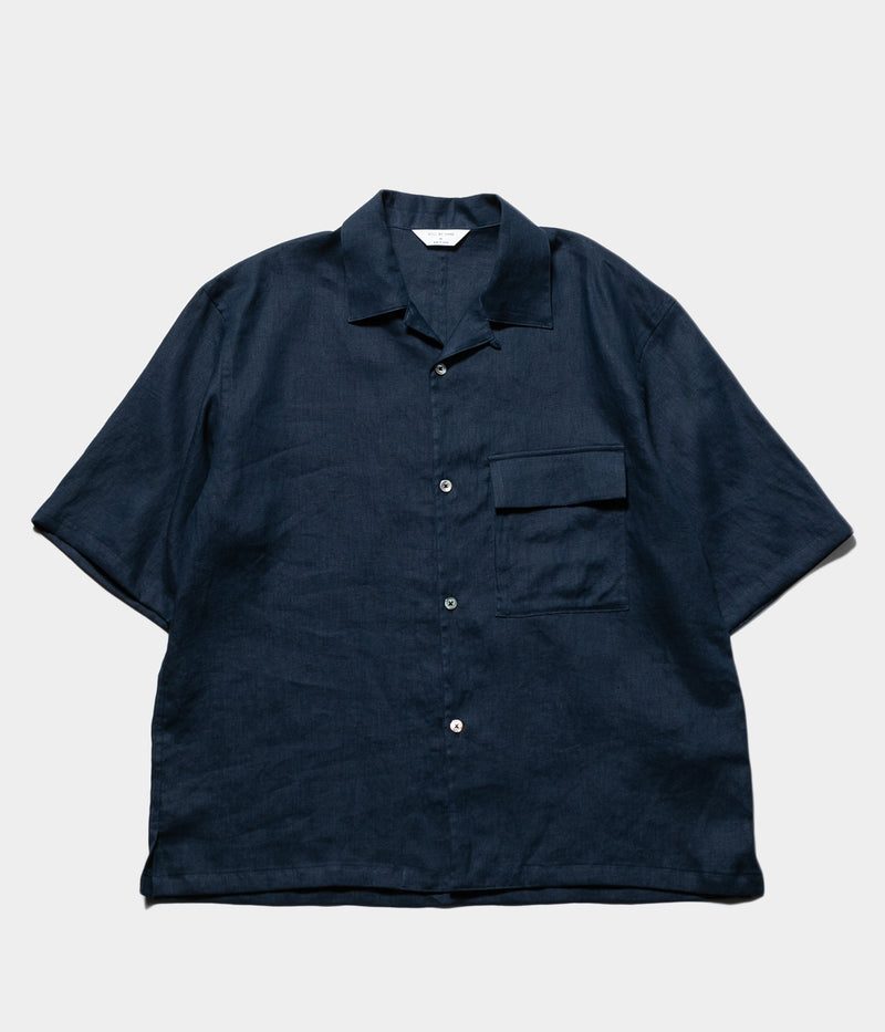 STILL BY HAND "SH03252"Linen open collar shirt