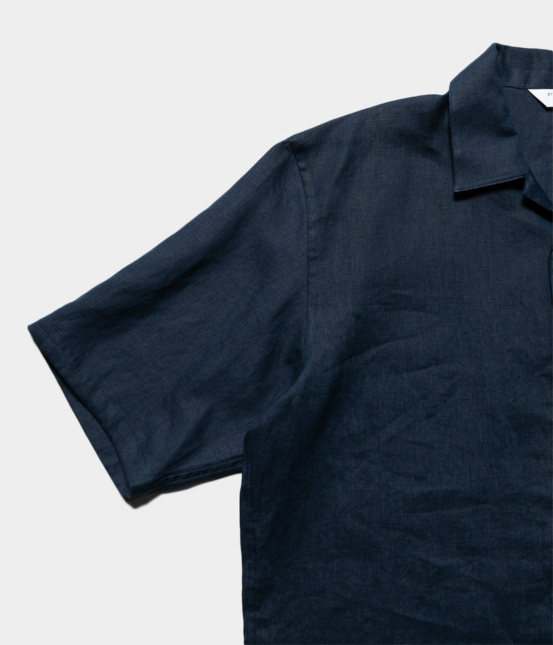 STILL BY HAND "SH03252"Linen open collar shirt