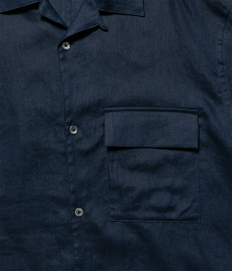 STILL BY HAND "SH03252"Linen open collar shirt