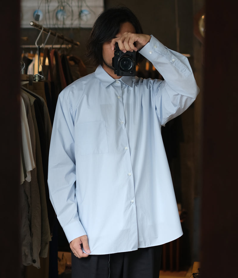 SSSTEIN 25AW "COTTON/SILK OVERSIZED REGULAR COLLAR SHIRT"