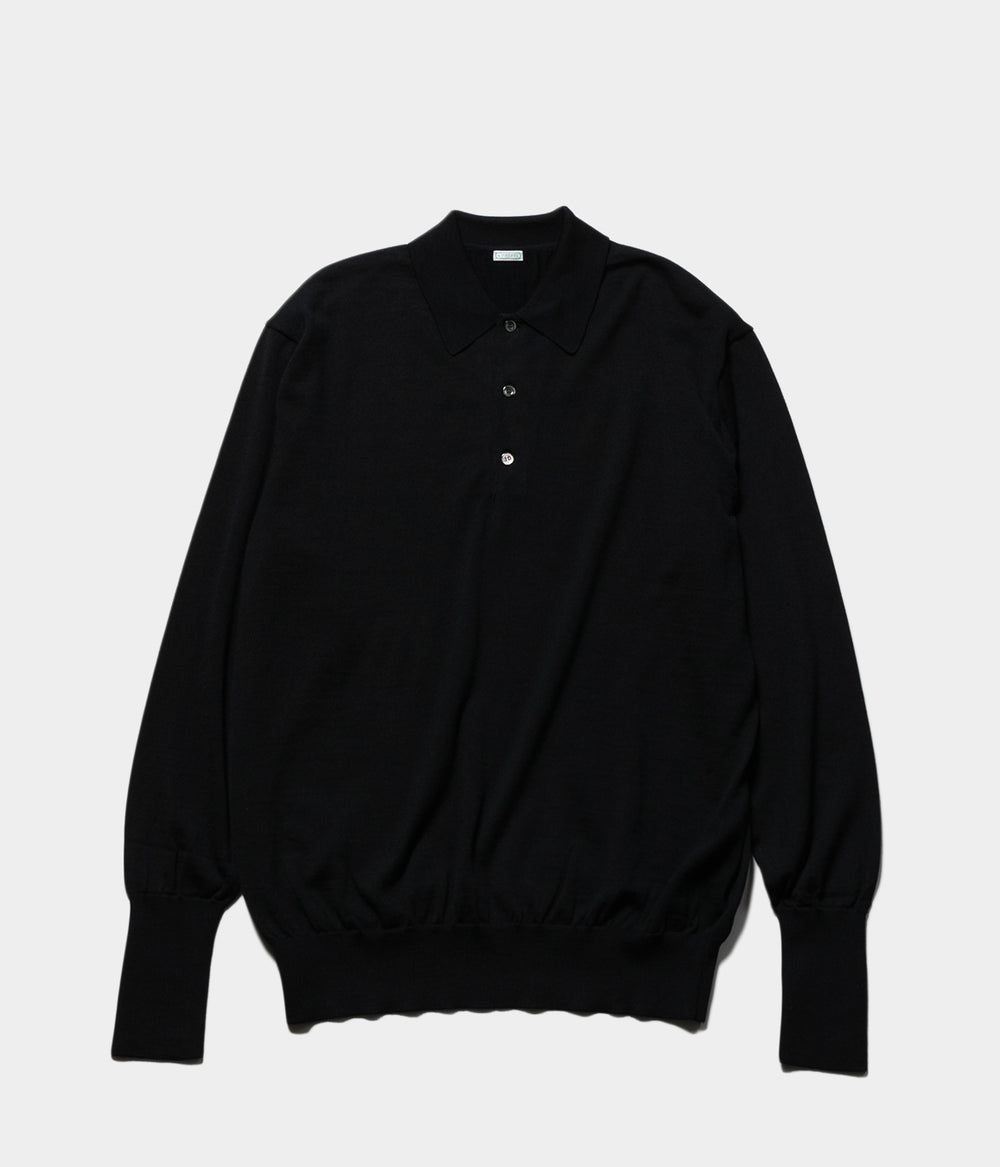 美品　A.PRESSE Cotton Knit S/S Polo Shirts A.PRESSE Cotton Knit L/S Polo Shirts [BLACK] - Fresh Service