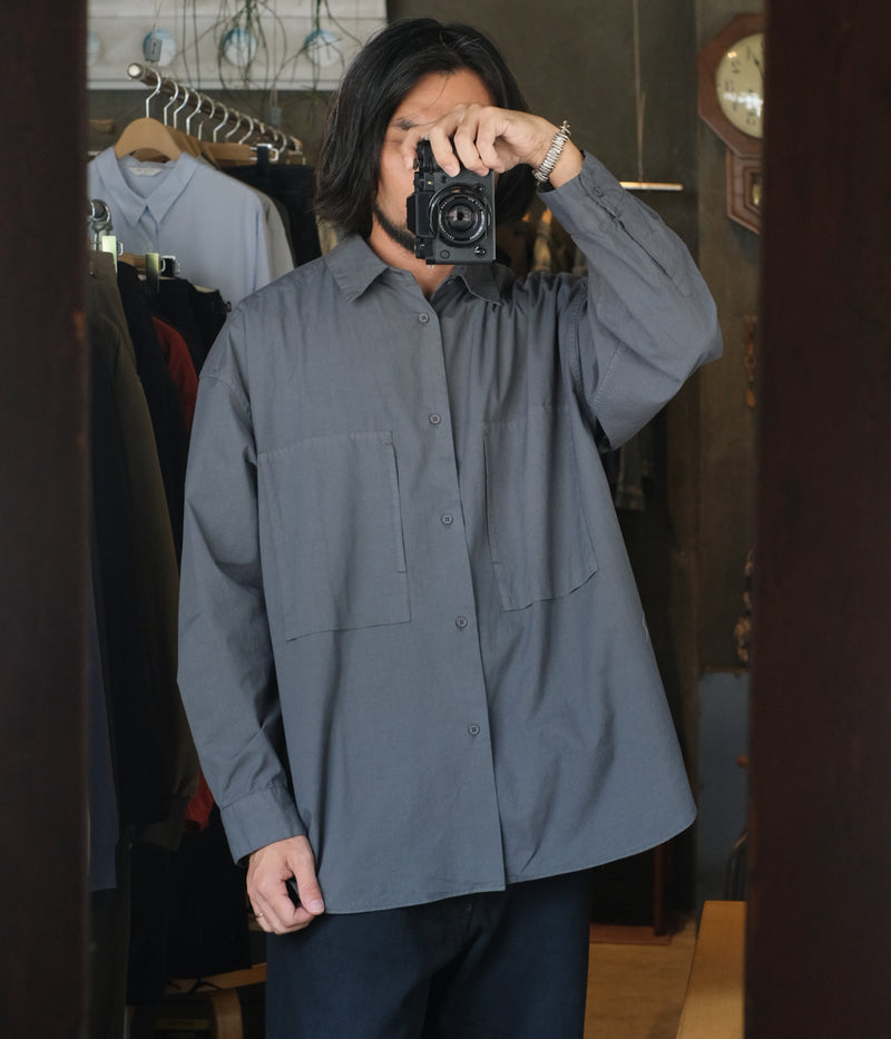 STILL BY HAND "SH01253"Garment-dye over shirt