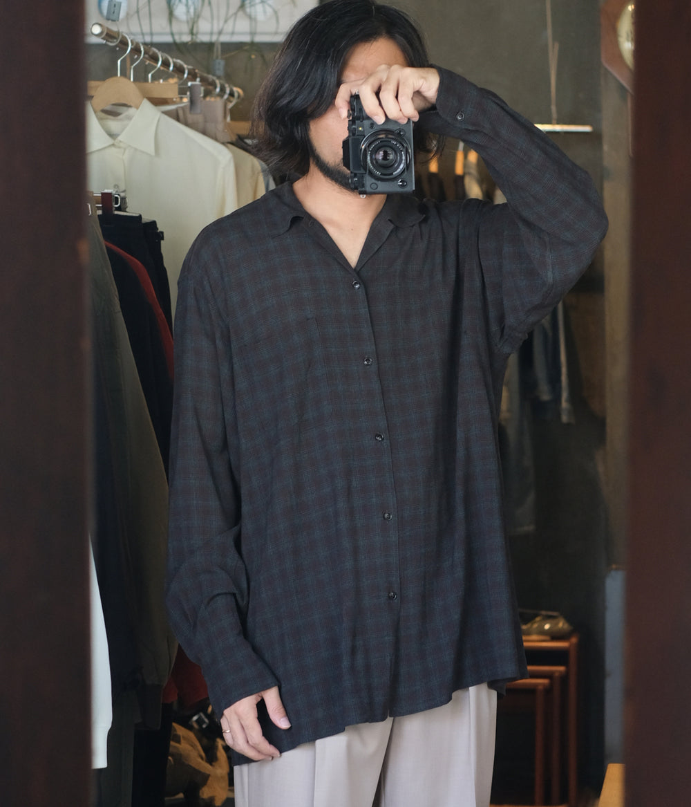 OP COLLLAR SHIRTS RAYON強撚 BRCHECK レーヨン 3 MAATEE＆SONS 