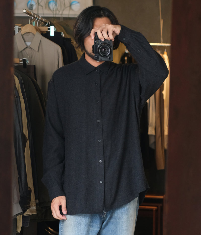 A.PRESSE 2025 Style2 "Wool Regular Collar Shirt"