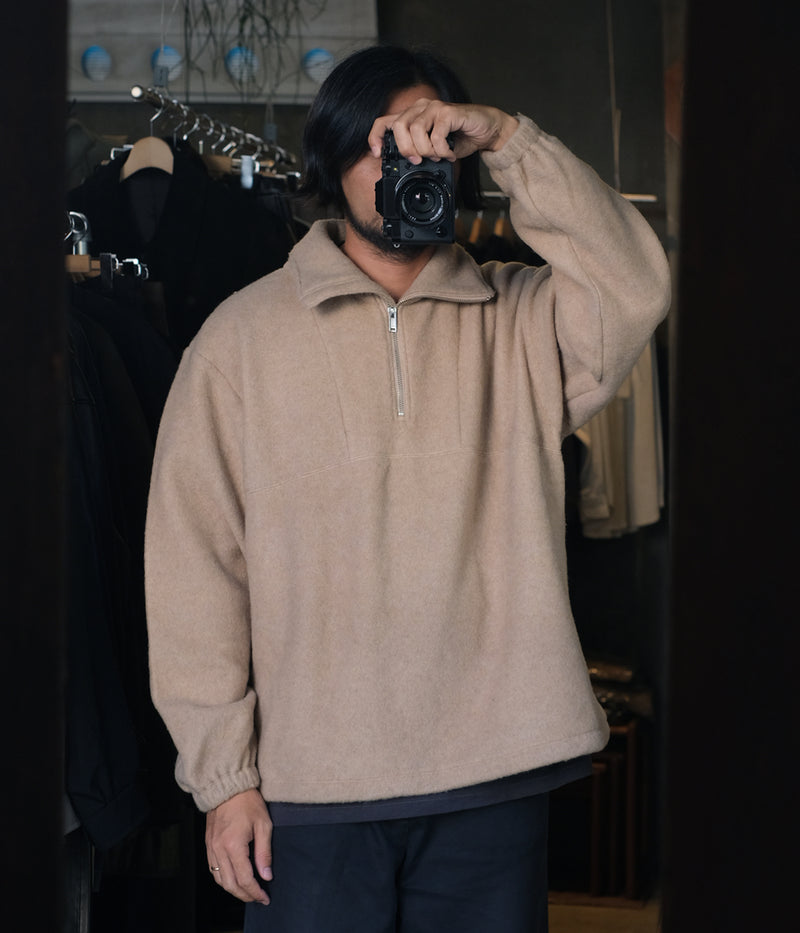 YOKE "WOOL FLEECE HALF ZIP PULLOVER"