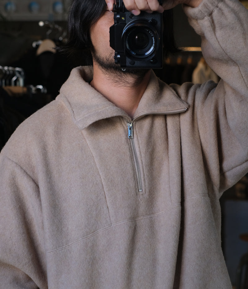 YOKE "WOOL FLEECE HALF ZIP PULLOVER"