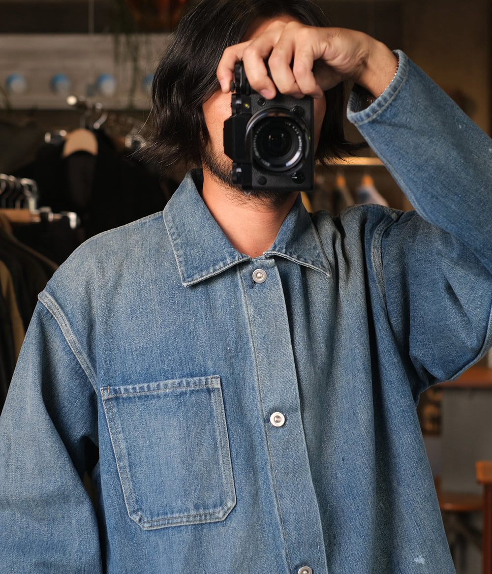 ジャケット・アウター YOKO SAKAMOTO Denim Coverall YOKO SAKAMOTO】 DENIM COVERALL ¥49,500(tax incl.) . 着用モデル