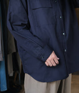 STILL BY HAND "SH09261" Cotton ramie band collar shirt