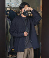 STILL BY HAND "SH09261" Cotton ramie band collar shirt