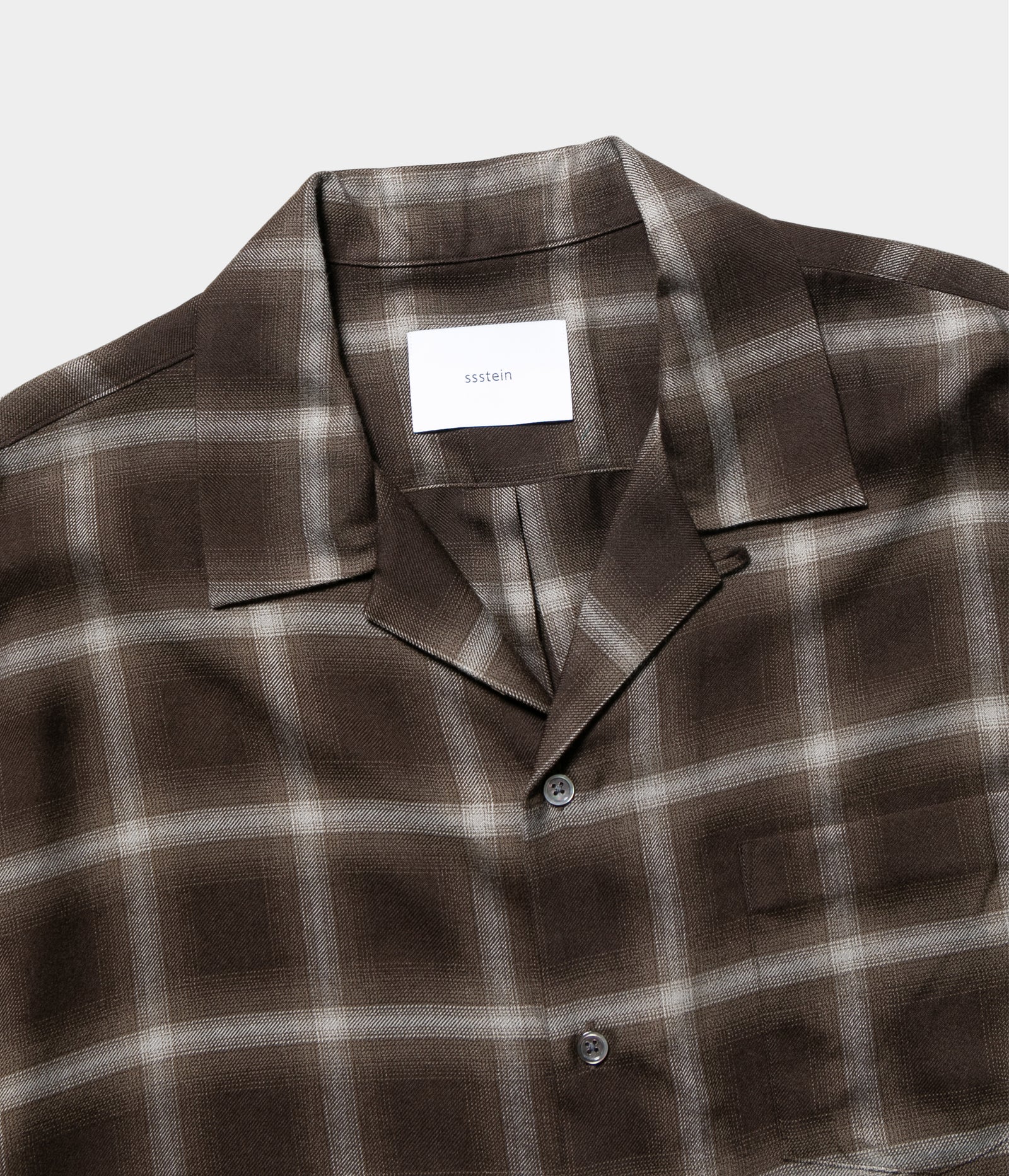【ブラック系（02）】Open Collar Cotton Wool Twill Check L/S Shirt ブラック系（02）】Open Collar Cotton Wool Twill Check L/S Shirt