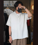A.PRESSE 2026 Style1 "Vintage Silk Linen S/S Open Collar Shirt"