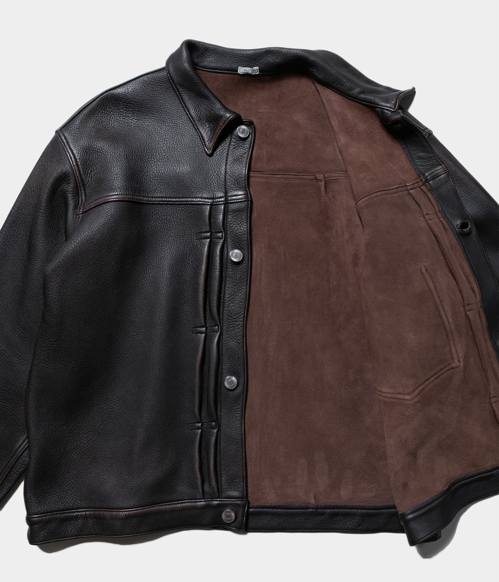 ✨希少✨PETER BROWN レザージャケット 切り替え ニット カシミヤ混 A.PRESSE 2026 Style2 