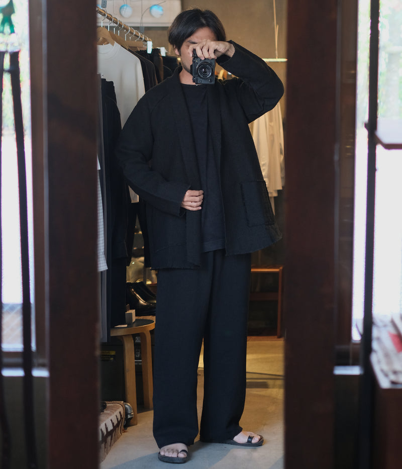 MITTAN 強撚絹紬糸ワイド長袖 紺 Size4 T-42定価18700円 MITTAN 