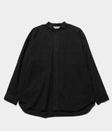 STILL BY HAND "SH03263" Garment-dye band collar shirt