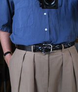 TORY LEATHER "1 1/4 Long tip braided belt"