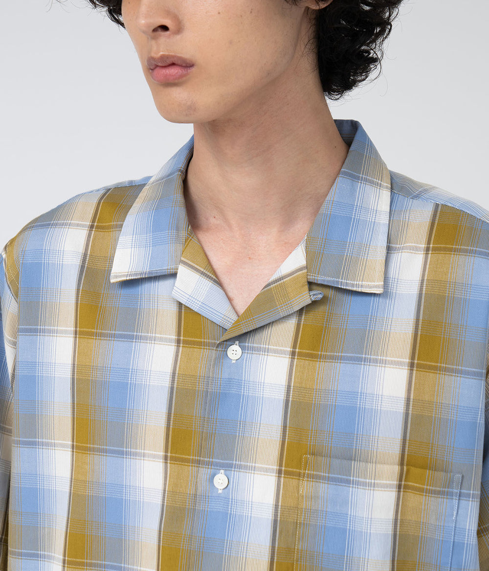 トップス nanamica Open Collar Pique S/S Shirt M Nanamica Open Collar Pique S/S Shirt Yellow x Sax - Made in