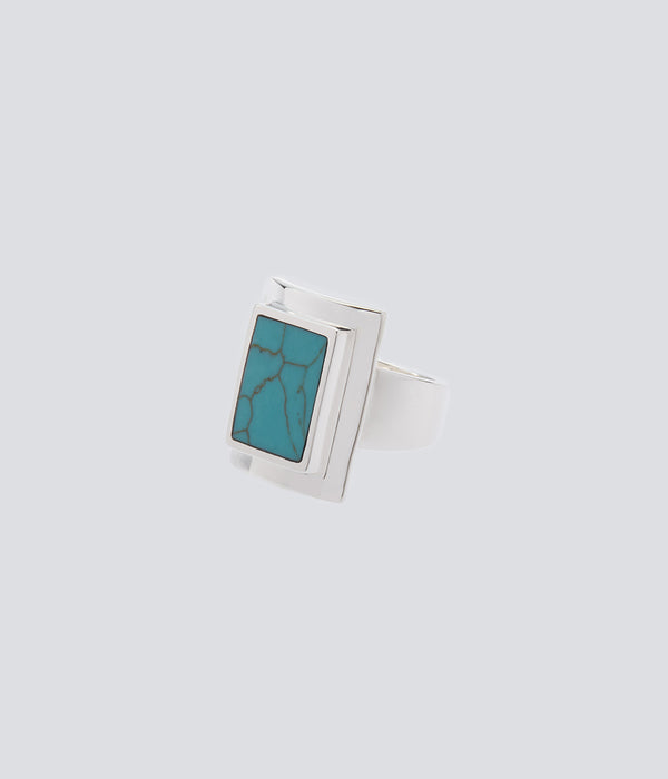XOLO JEWELRY "Square Amulet Ring with Turquoise"