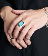 XOLO JEWELRY "Square Amulet Ring with Turquoise"