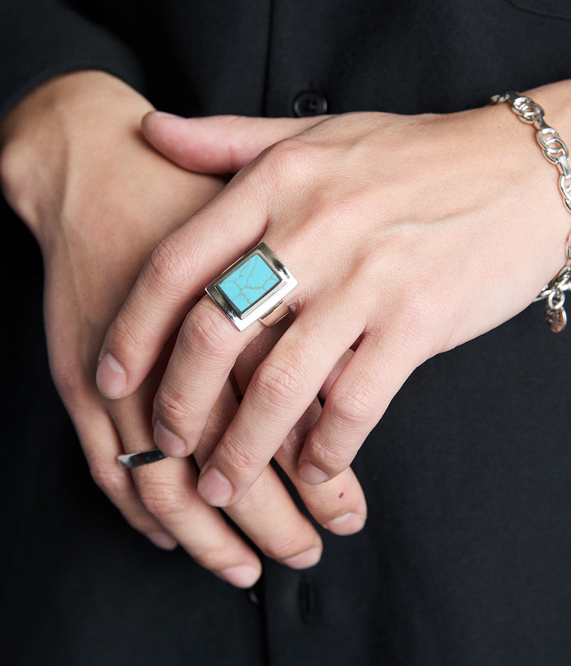XOLO JEWELRY "Square Amulet Ring with Turquoise"