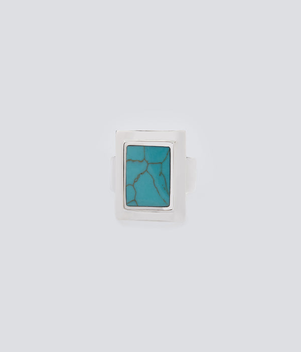 XOLO JEWELRY "Square Amulet Ring with Turquoise"