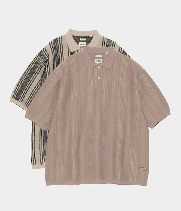トップス second layer 23ss s/s open knit polo Tipped Open-Knit Sweater Polo