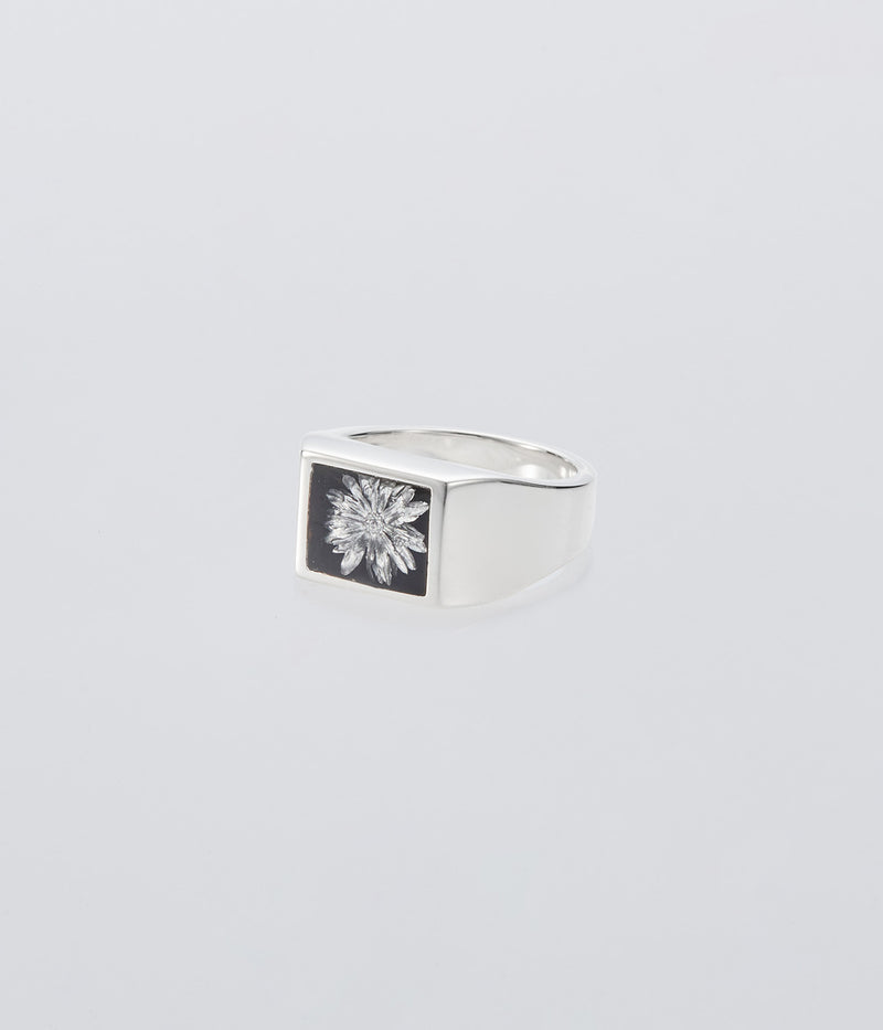 XOLO JEWELRY "Signet Ring with Black & Gray Flower"